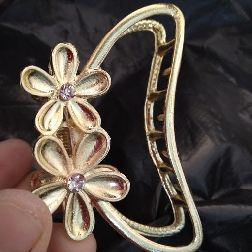 کلیپس فلزی میان تهی دوگل نگین دار  طرح بیضی